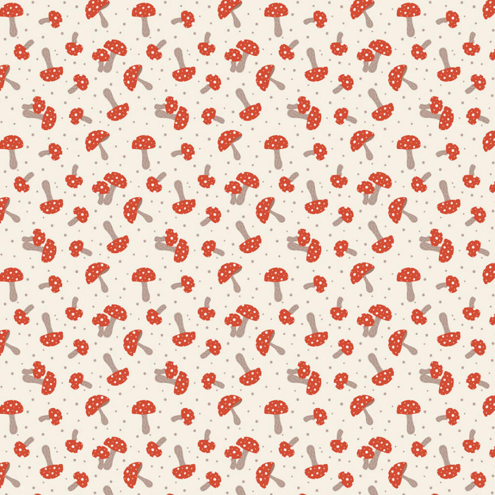 Tricoline Estampada Cogumelos Boho 100% Algodão 1,50m largura - Variante 1