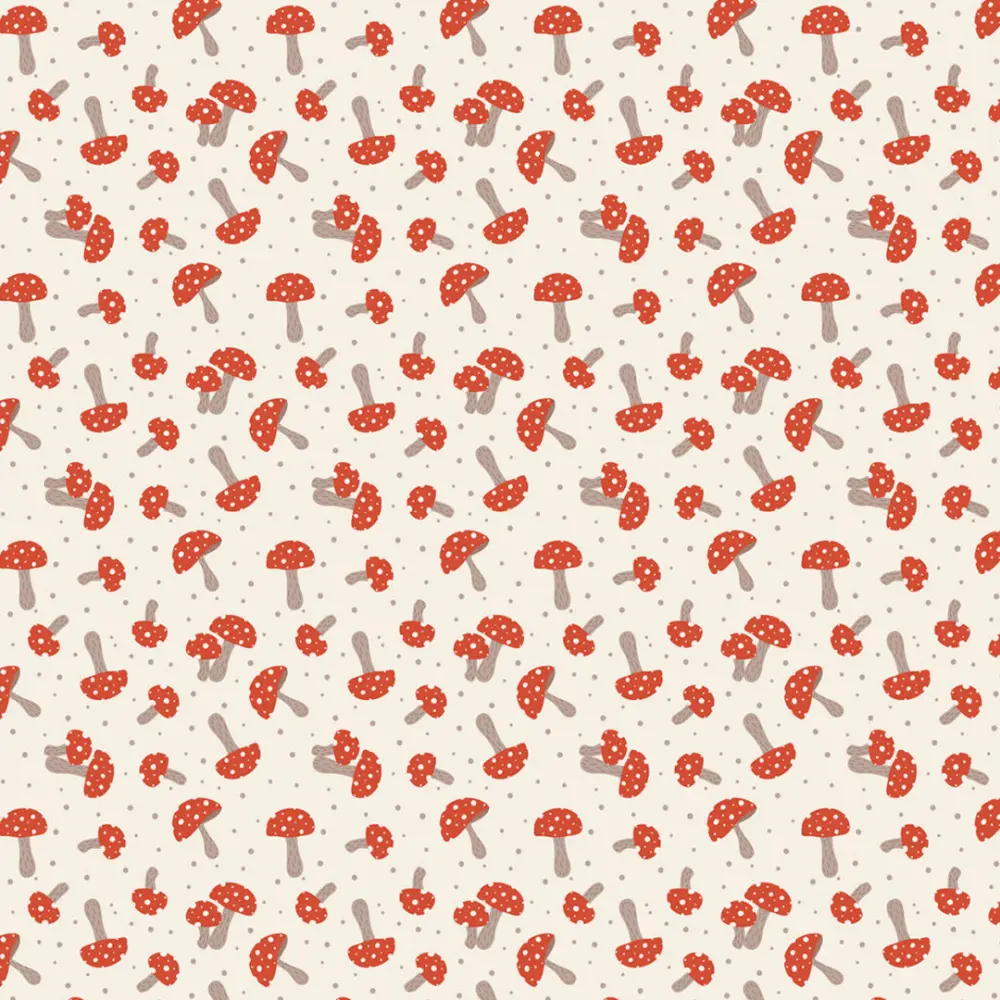 Tricoline Estampada Cogumelos Boho 100% Algodão 1,50m largura - Variante 1