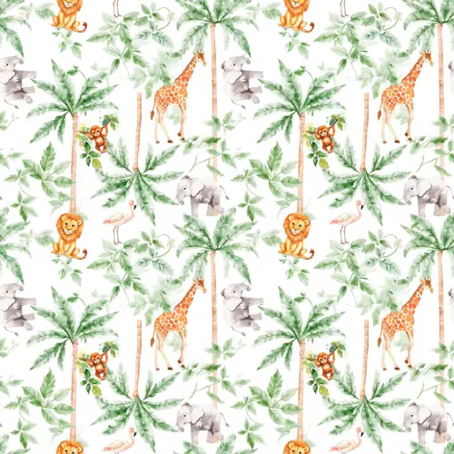 Tricoline Estampada Coqueiros Selva 100% Algodão 1,50m Largura - Variante 1
