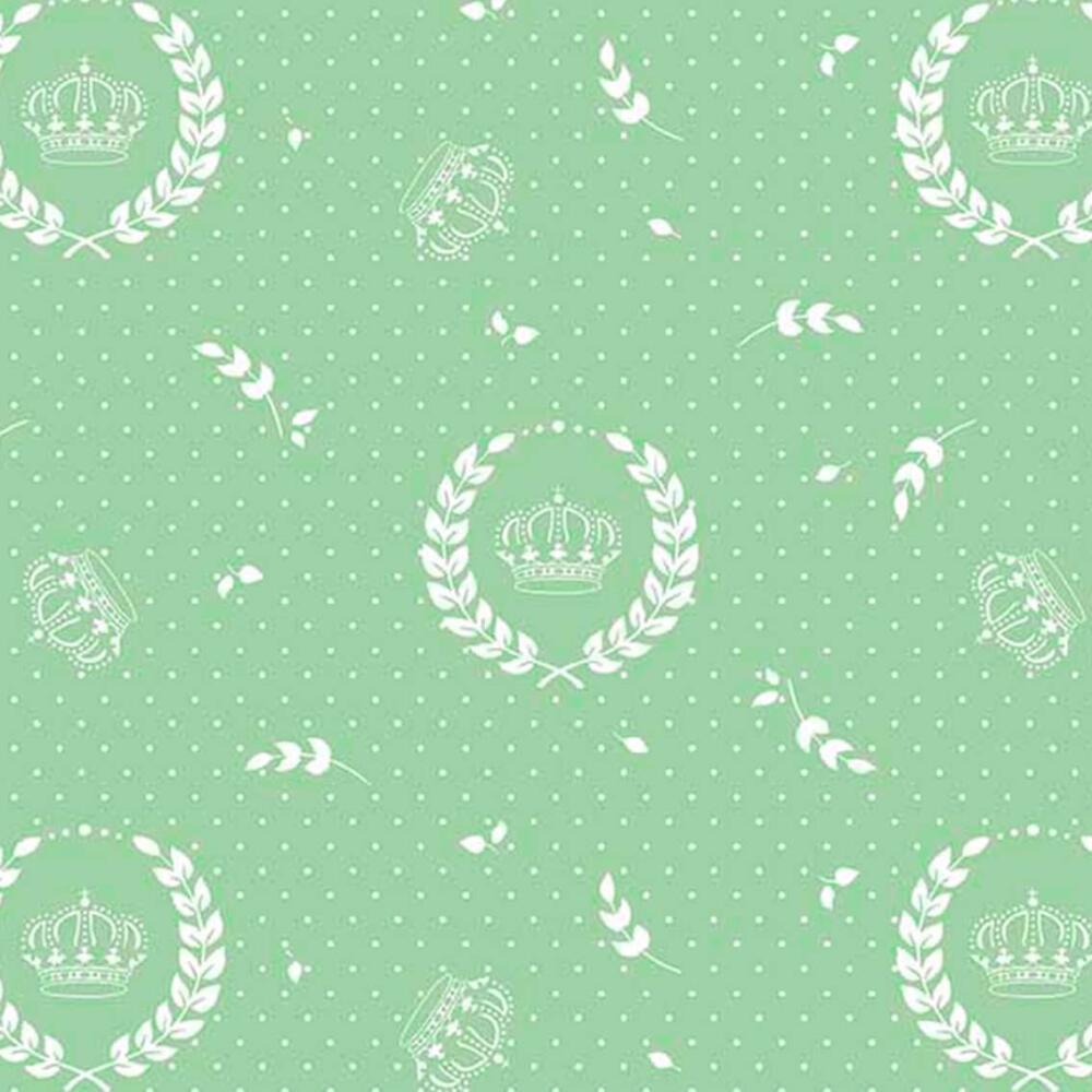 Tricoline Estampada - Coroa Grande Verde - 100% Algodão - 1,50m Largura - Variante 1