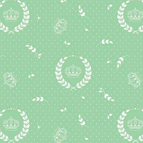 Tricoline Estampada - Coroa Grande Verde - 100% Algodão - 1,50m Largura - Variante 1