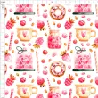 Tricoline Estampada Cozinha Cor de Rosa 100% Algodão - Variante 1