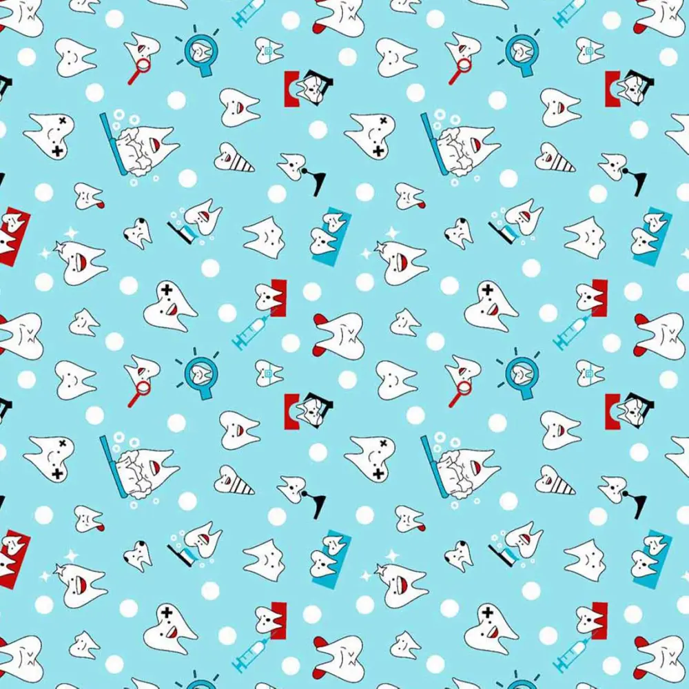 Tricoline Estampada - Dentista Azul - 100% Algodão - 1,50m Largura - Variante 1 Tricoline Estampada - Dentista Azul - 100% Algodão - 1,50m Largura - Variante 1