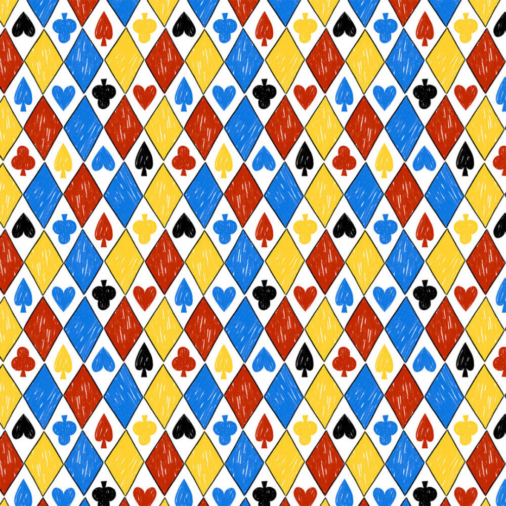 Tricoline Estampada Desenho Cartas Baralho 100% Algodão 1,50m Largura - Variante 1