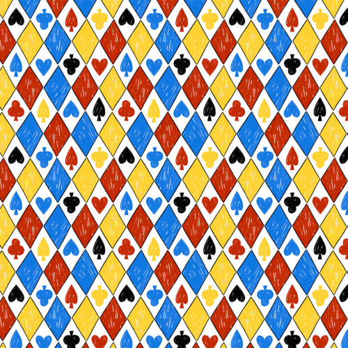 Tricoline Estampada Desenho Cartas Baralho 100% Algodão 1,50m Largura - Variante 1
