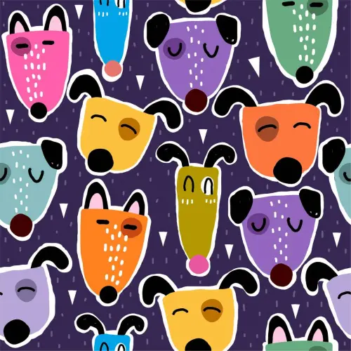 Tricoline Estampada Dogs Fundo Roxo 100% Algodão 1,50m Largura - Variante 1 Tricoline Estampada Dogs Fundo Roxo 100% Algodão 1,50m Largura - Variante 1