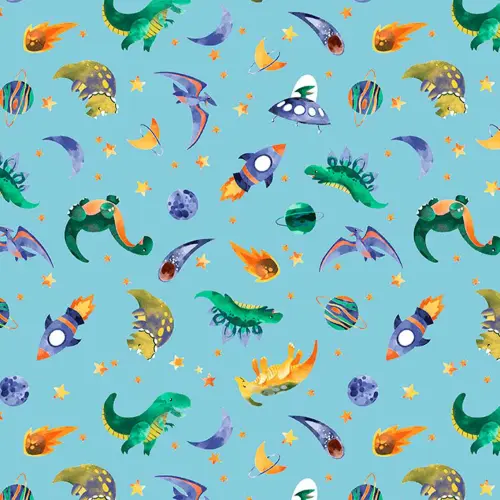 Tricoline Estampada - Elefante Dino Espaço - 100% Algodão - 1,50m largura - Variante 1 Tricoline Estampada - Elefante Dino Espaço - 100% Algodão - 1,50m largura - Variante 1