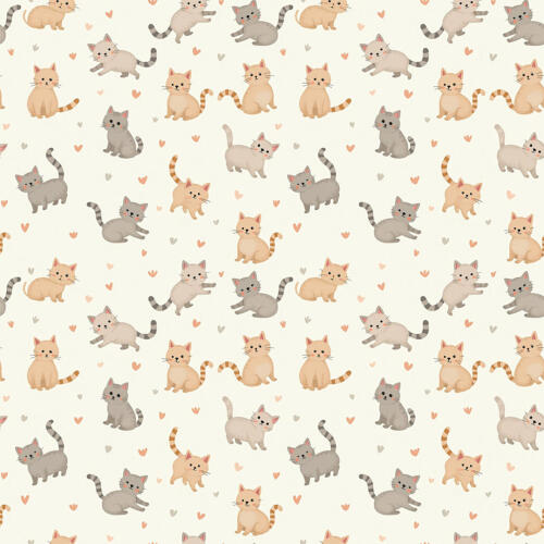 Tricoline Estampada Gatinhos Brincalhões 100% Algodão 1,50m Largura - Variante 1