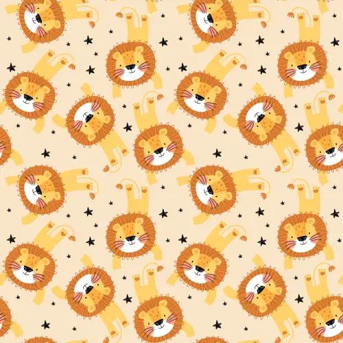 Tricoline Estampada Leãozinho Boho 100% Algodão 1,50m largura - Variante 1