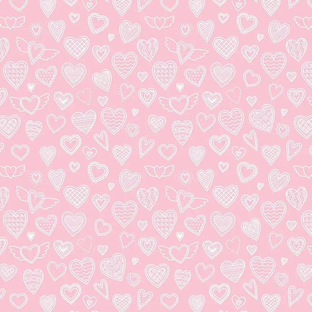 Tricoline Estampada - Love Rosa Bebê - 100% Algodão - 1,50m Largura - Variante 1