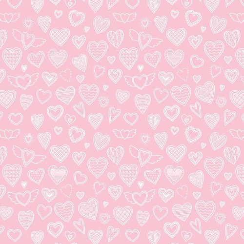 Tricoline Estampada - Love Rosa Bebê - 100% Algodão - 1,50m Largura - Variante 1