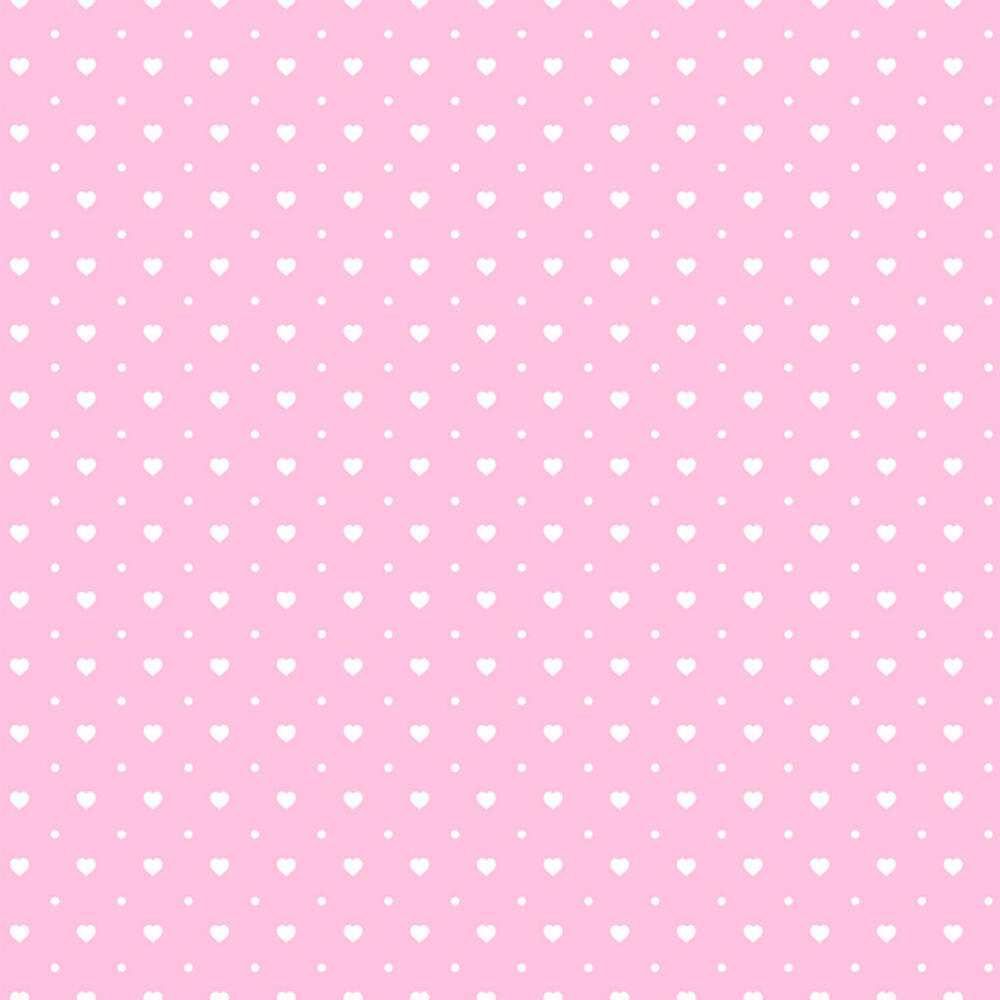 Tricoline Estampada Mini Corações com Poá 100% Algodão 1,50m largura - Rosa bebê