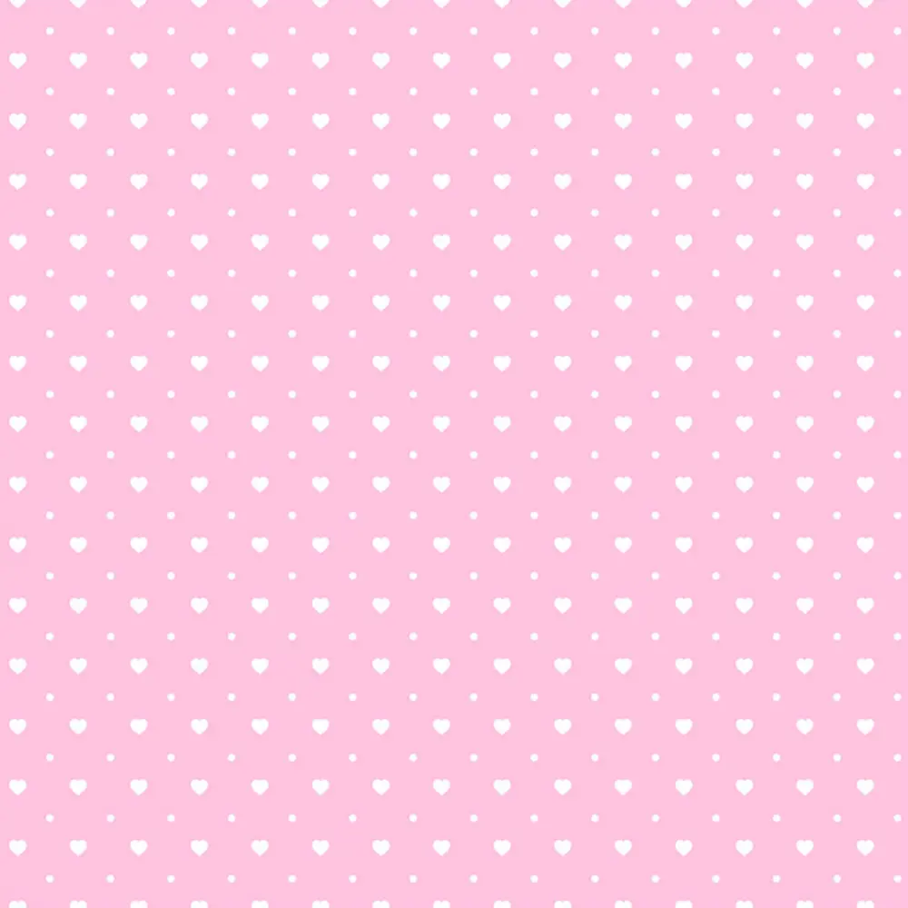 Tricoline Estampada Mini Corações com Poá 100% Algodão 1,50m largura - Rosa bebê