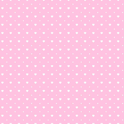 Tricoline Estampada Mini Corações com Poá 100% Algodão 1,50m largura - Rosa bebê