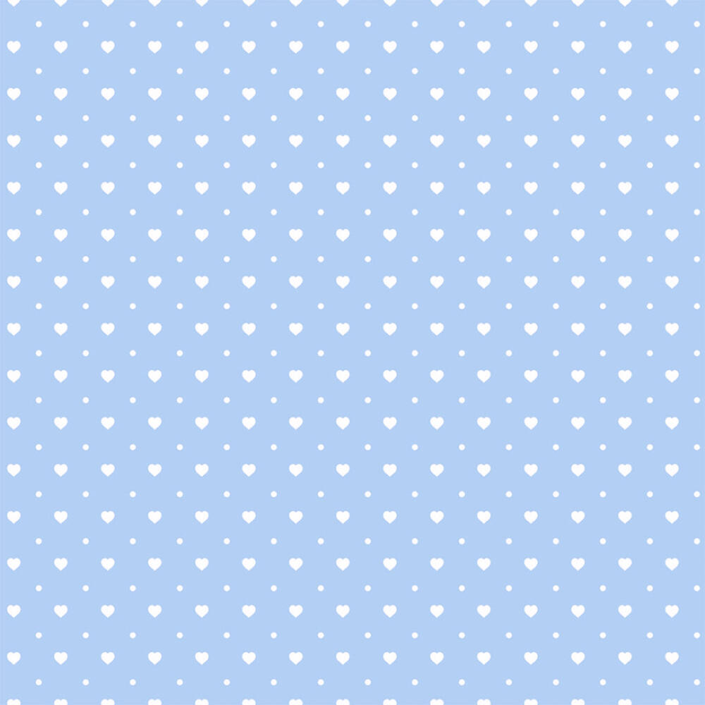 Tricoline Estampada Mini Corações com Poá 100% Algodão 1,50m largura - Azul bebê