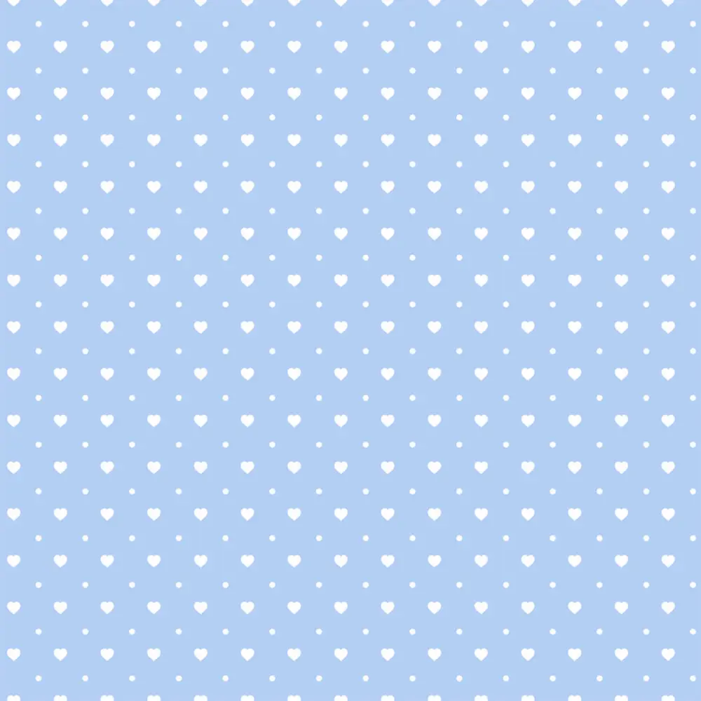Tricoline Estampada Mini Corações com Poá 100% Algodão 1,50m largura - Azul bebê