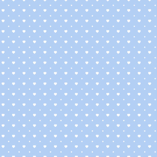 Tricoline Estampada Mini Corações com Poá 100% Algodão 1,50m largura - Azul bebê