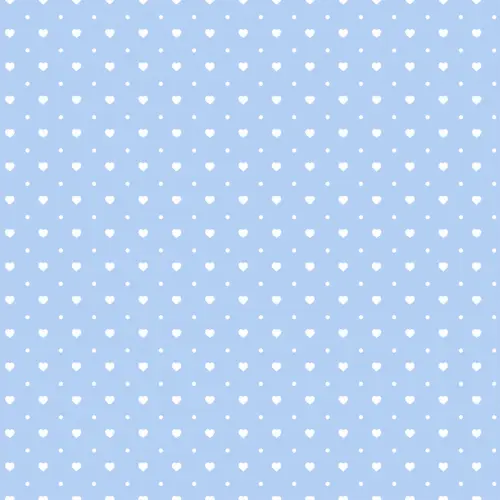 Tricoline Estampada Mini Corações com Poá 100% Algodão 1,50m largura - Azul bebê