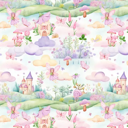 Tricoline Estampada Mundo da Fantasia 100% Algodão 1,50m Largura - Variante 1