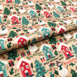 Tricoline Estampada Natal Casinha e Boneco de Neve 100% Algodão 1,50m Largura - Variante 1