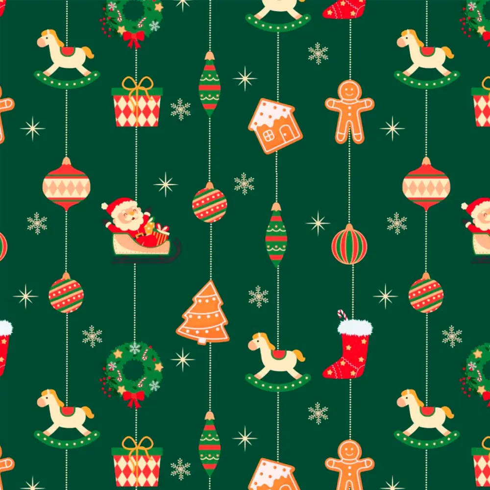 Tricoline Estampada Natal Decorações Natalinas 100% Algodão 1,50m Largura - Variante 1 Tricoline Estampada Natal Decorações Natalinas 100% Algodão 1,50m Largura - Variante 1