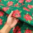 Tricoline Estampada Natal Flor com Azevinho 100% Algodão 1,50m Largura - Variante 1 Tricoline Estampada Natal Flor com Azevinho 100% Algodão 1,50m Largura - Variante 1