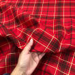 Tricoline Estampada Natal Xadrez com Dourado 100% Algodão 1,50m Largura - Vermelho