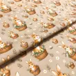 Tricoline Estampada Páscoa Coelho no Cesto Fundo Bege 100% Algodão - Variante 1