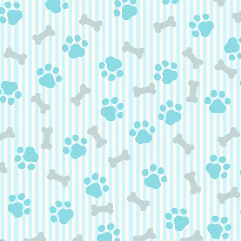 Tricoline Estampada Patinhas Cachorro Azul 100% Algodão 1,50m largura - Variante 1