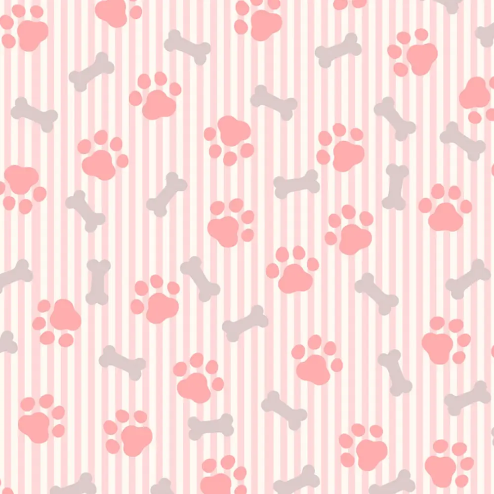 Tricoline Estampada Patinhas Cachorro Rosa 100% Algodão 1,50m largura - Variante 1