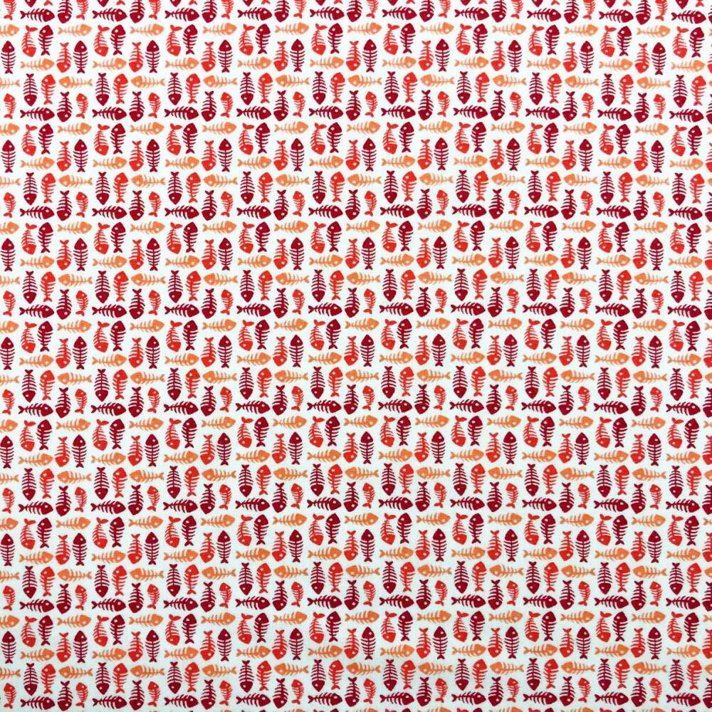 Tricoline Estampada - Peixinho - Promoção - Vermelho