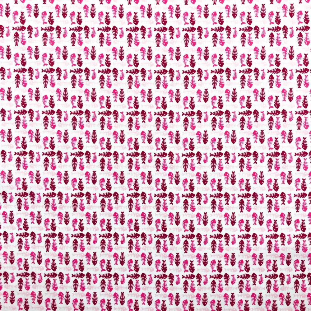 Tricoline Estampada - Peixinho - Promoção - Rosa