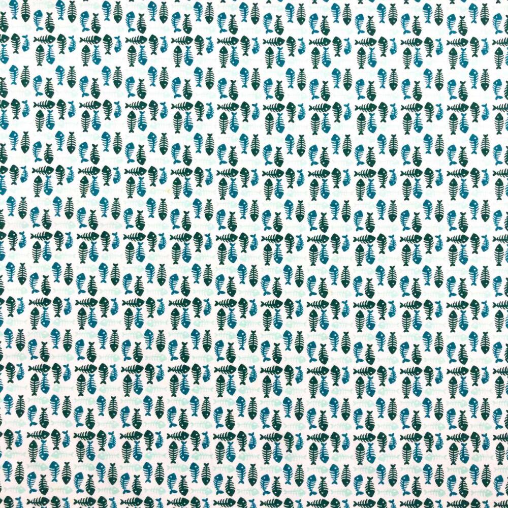 Tricoline Estampada - Peixinho - Promoção - Verde