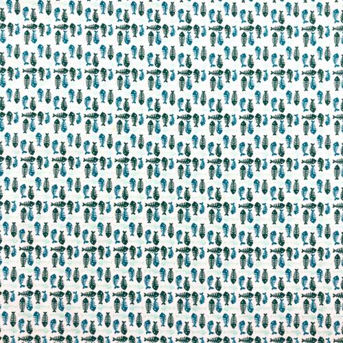 Tricoline Estampada - Peixinho - Promoção - Verde