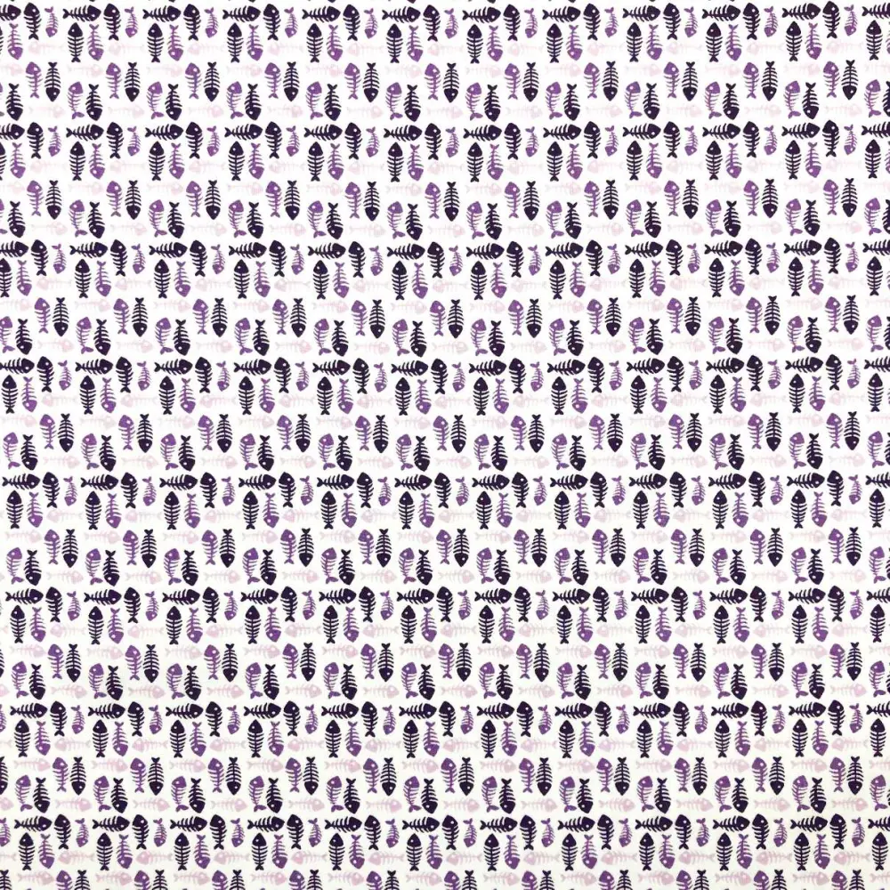 Tricoline Estampada - Peixinho - Promoção - Roxo