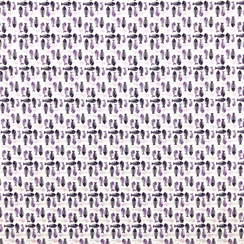 Tricoline Estampada - Peixinho - Promoção - Roxo