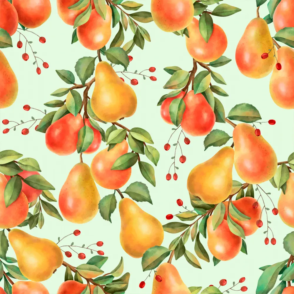 Tricoline Estampada Pera em Galhos 100% Algodão 1,50m largura - Variante 1 Tricoline Estampada Pera em Galhos 100% Algodão 1,50m largura - Variante 1