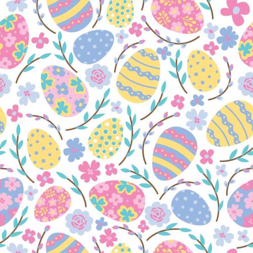 Tricoline Estampada - Páscoa Ovos Coloridos - 100% Algodão - 1,50m largura - Variante 1