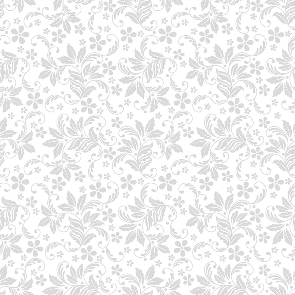 Tricoline Estampada Ramos Brancos Fundo Branco 100% Algodão 1,50m largura - Variante 203