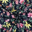 Tricoline Estampada - Ramos Flores Fundo Marinho - 100% Algodão - 1,50m Largura - Variante 1 Tricoline Estampada - Ramos Flores Fundo Marinho - 100% Algodão - 1,50m Largura - Variante 1