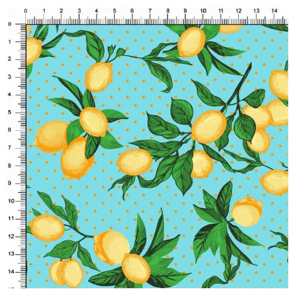 Tricoline Estampada - Ramos Limão Siciliano - 100% Algodão - 1,50m largura - Variante 5 Tricoline Estampada - Ramos Limão Siciliano - 100% Algodão - 1,50m largura - Variante 5