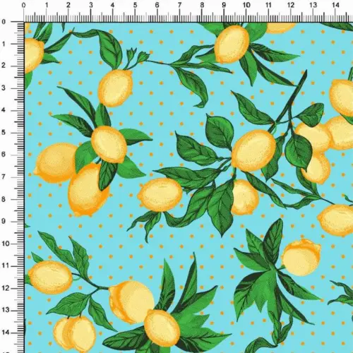 Tricoline Estampada - Ramos Limão Siciliano - 100% Algodão - 1,50m largura - Variante 5 Tricoline Estampada - Ramos Limão Siciliano - 100% Algodão - 1,50m largura - Variante 5