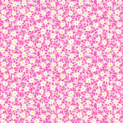 Tricoline Estampada - Ramos Rosa - 100% Algodão - 1,50m Largura - Variante 1