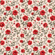 Tricoline Estampada Ramos Rosas Vermelhas 100% Algodão 1,50m Largura - Variante 1