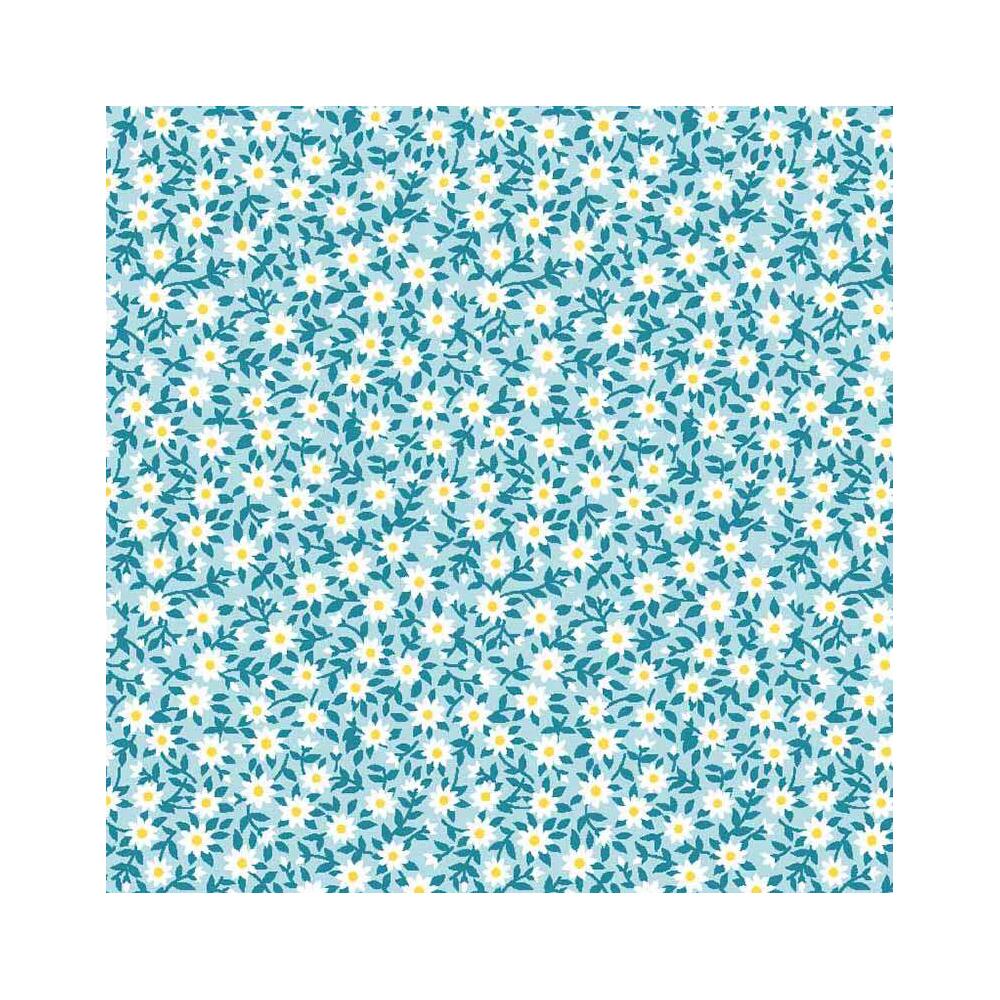 Tricoline Estampada - Ramos Verde Água - 100% Algodão - 1,50m Largura - Variante 1