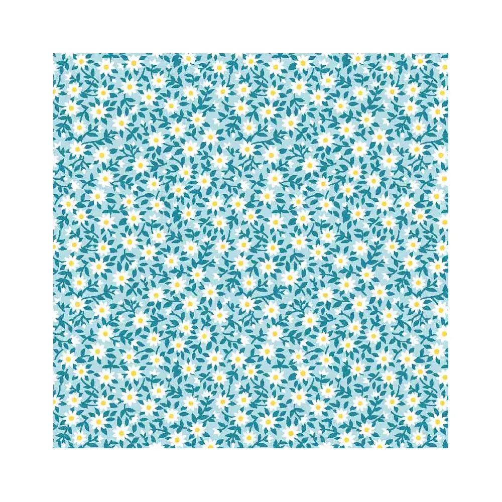 Tricoline Estampada - Ramos Verde Água - 100% Algodão - 1,50m Largura - Variante 1 Tricoline Estampada - Ramos Verde Água - 100% Algodão - 1,50m Largura - Variante 1