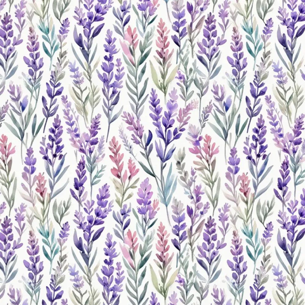 Tricoline Estampada Ramos de Flores Roxas 100% Algodão 1,50m largura - Variante 1