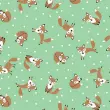 Tricoline Estampada - Raposinha Verde - 100% Algodão - 1,50m Largura - Variante 1