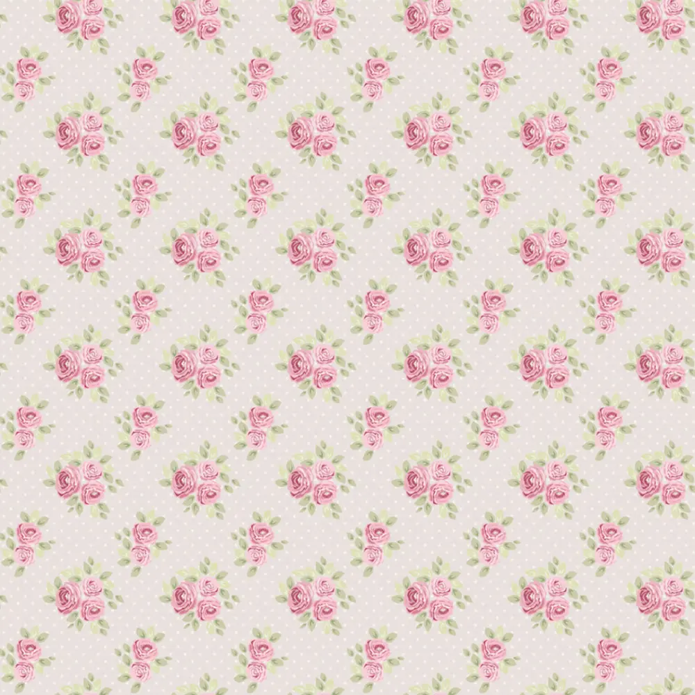 Tricoline Estampada Rosas Fundo Bege com Poazinho 100% Algodão 1,50m largura - Variante 1