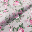 Tricoline Estampada - Rosas Grandes Fundo Cinza - 100% Algodão - 1,50m Largura - Variante 1